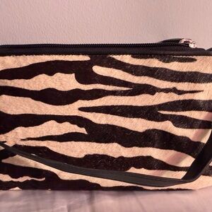 Danier Black and Cream Zebra Print Wristlet